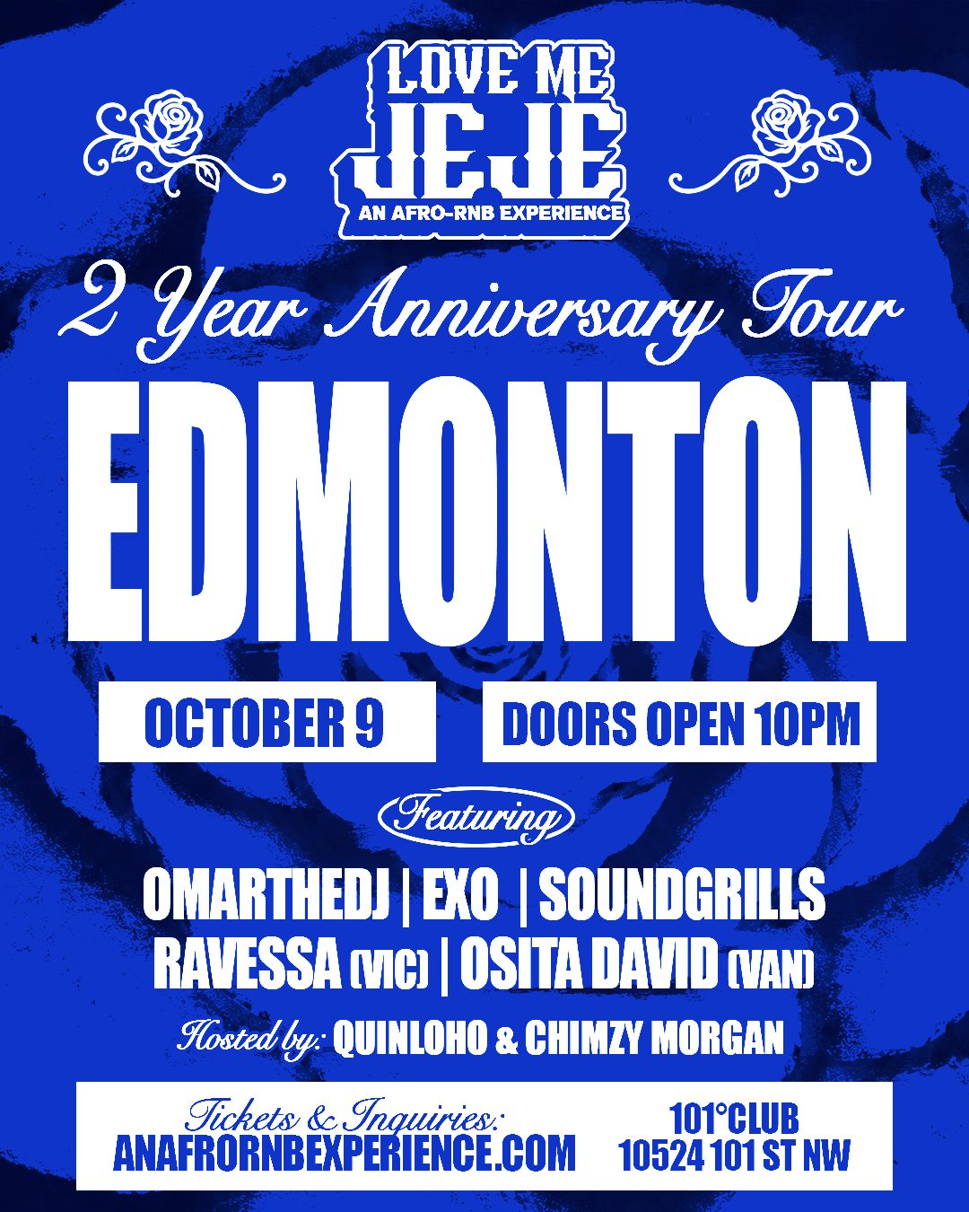 LOVE ME JEJE — Edmonton, Friday, October 9, 2026 event poster