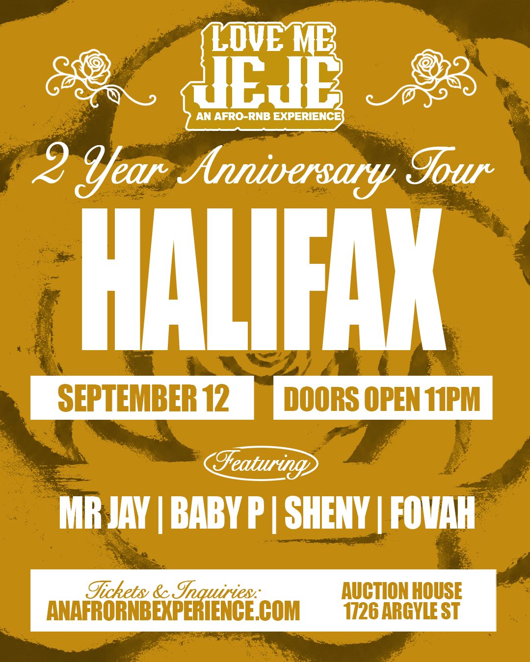 LOVE ME JEJE — Halifax, Saturday, September 12, 2026 event poster