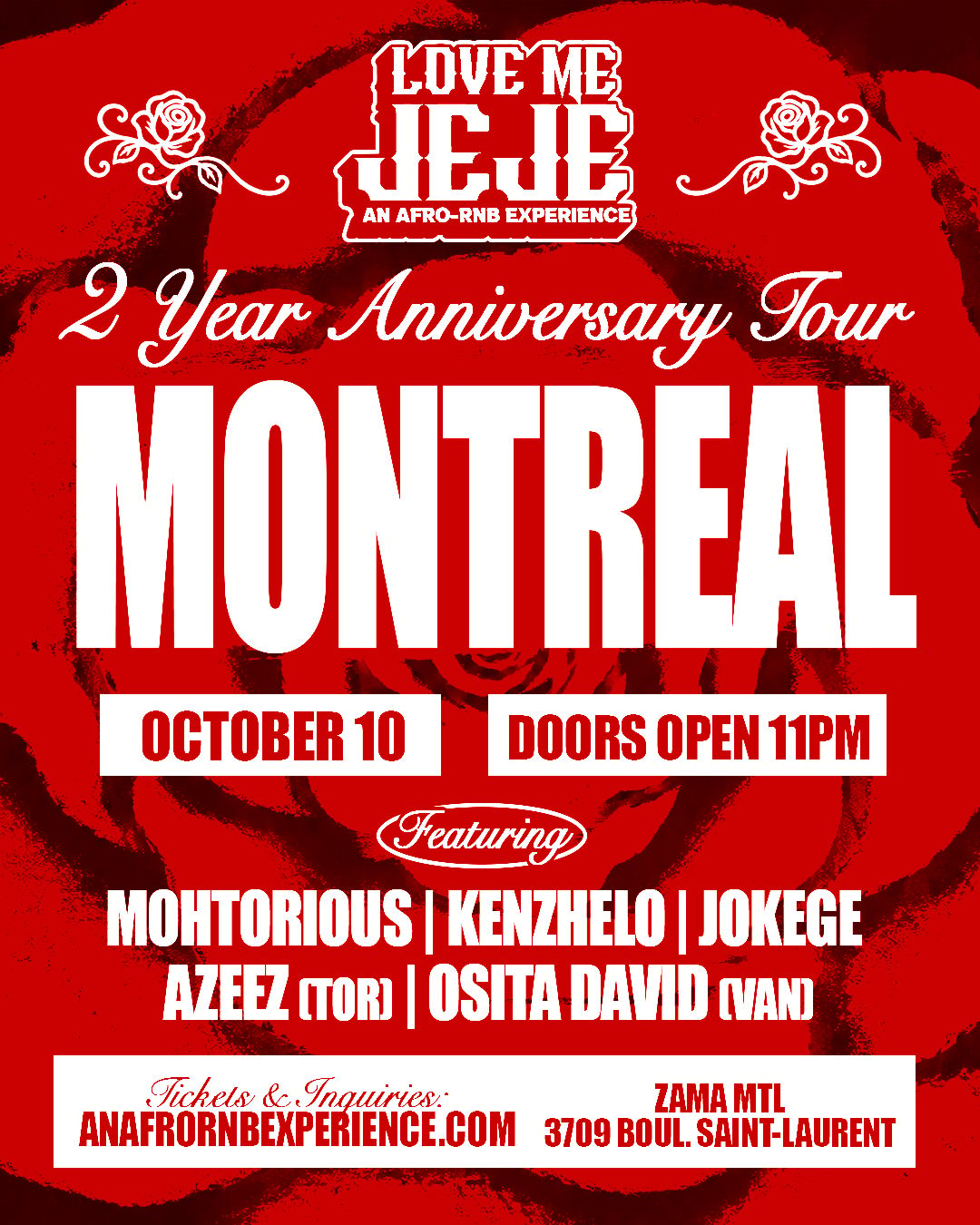 LOVE ME JEJE — Montréal, Saturday, October 10, 2026 event poster