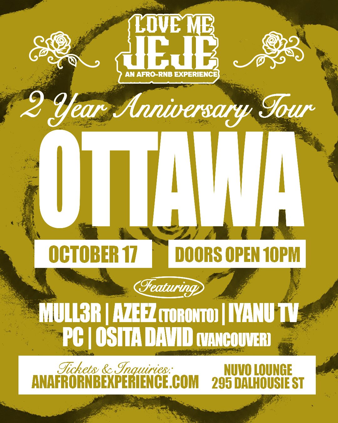 LOVE ME JEJE — Ottawa, Saturday, October 17, 2026 event poster