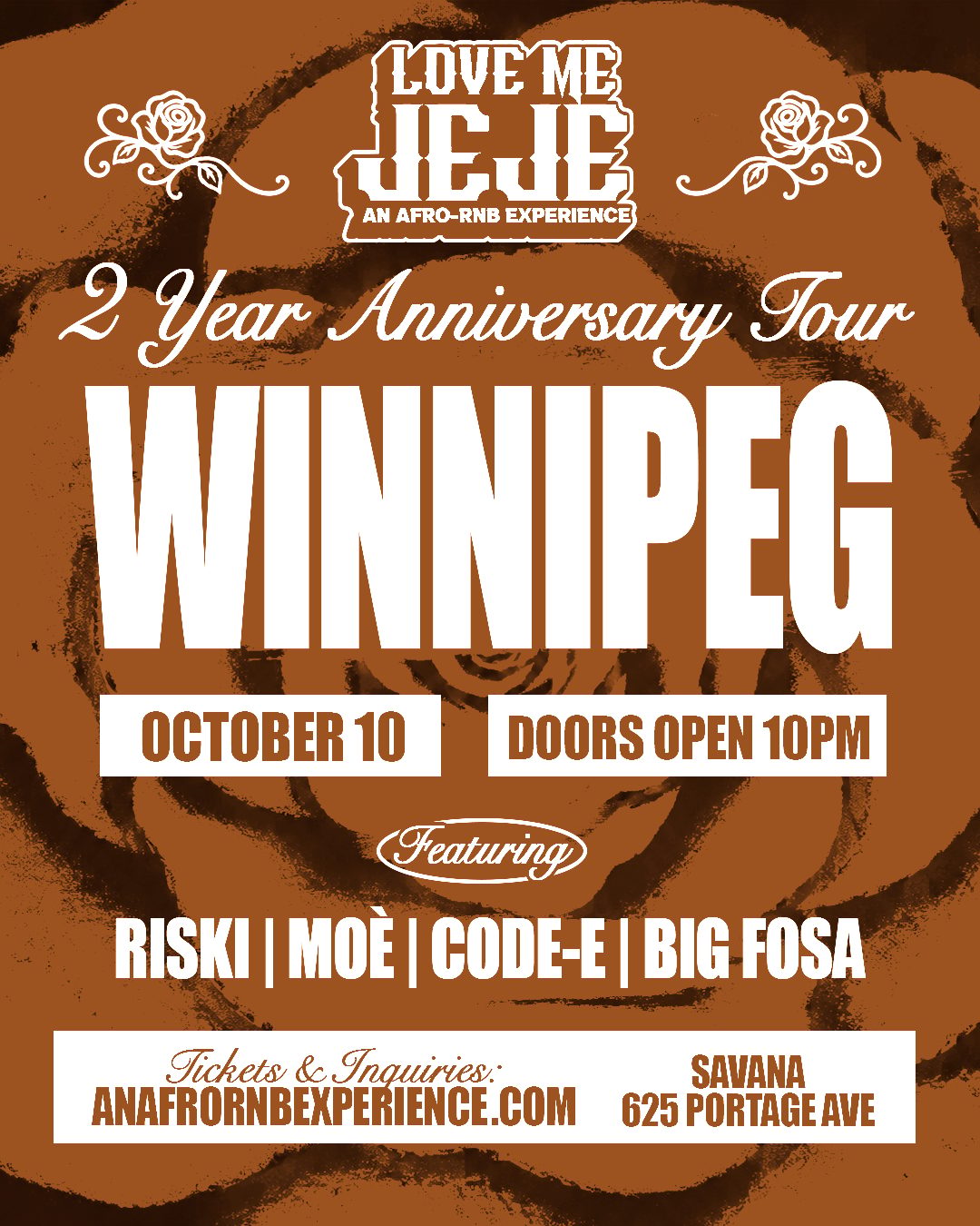 LOVE ME JEJE — WINNIPEG, Saturday, October 10, 2026 event poster